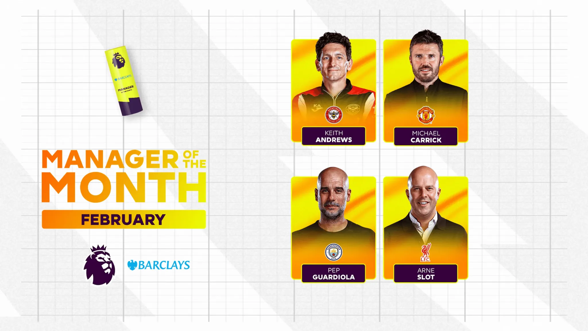 必一运动-英超2月最佳主帅候选：瓜迪奥拉，卡里克，斯洛特，安德鲁斯